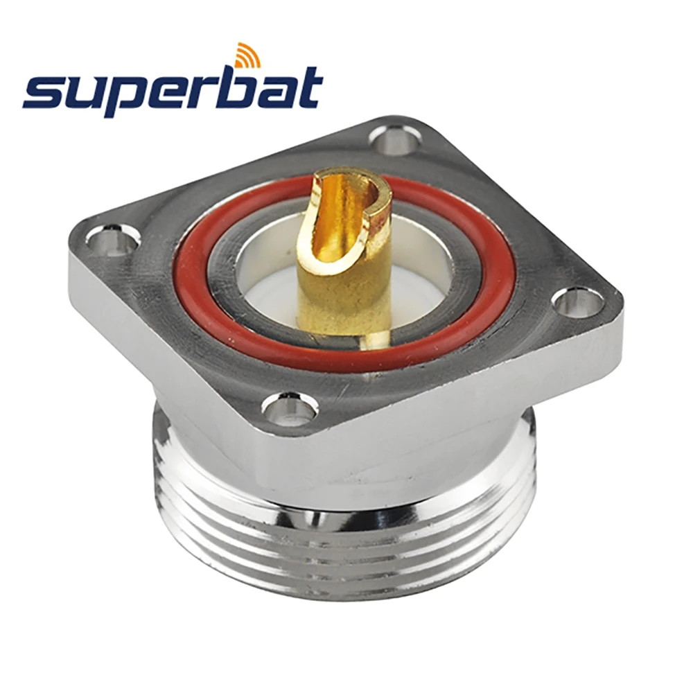 Superbat 10pcs 7/16 Din 4 Hole Panel Mount Female with Solder Cup RF Coaxial Connector for Electronic Components