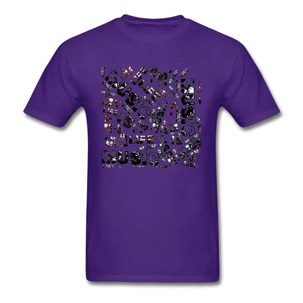 Music is my life 100% Cotton Fabric Tops T Shirt for Male Leisure T-shirts Family Family O Neck Sweatshirts Short Sleeve Music is my life purple