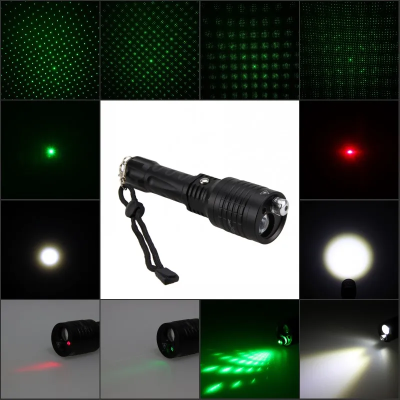 

VASTFIRE 3 IN 1 Functional Flashlight & Red Laser & Green Laser For Indoor Outdoor Activities AAA or 18650 battery not included