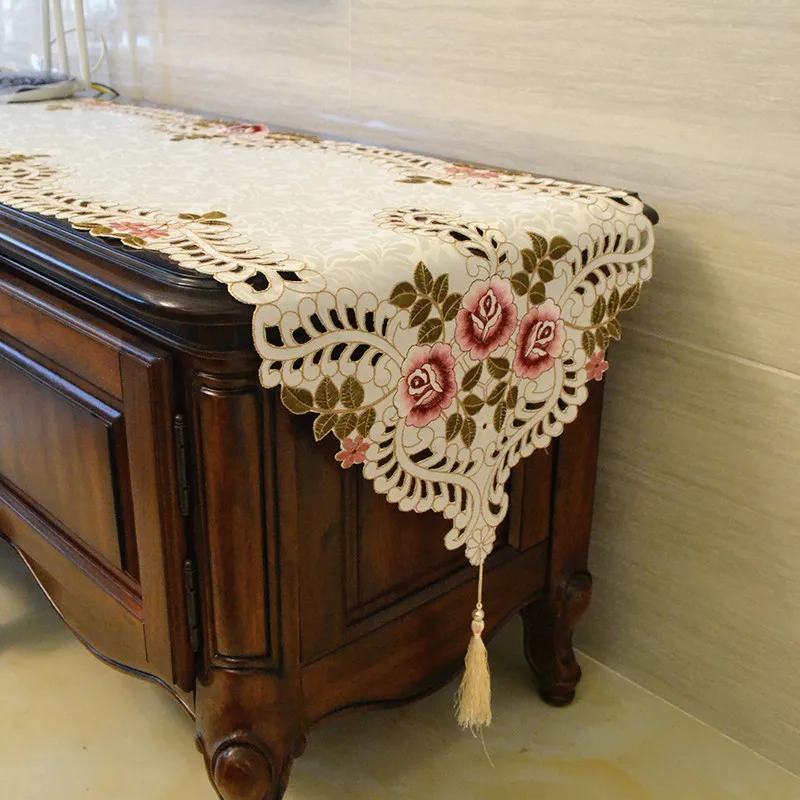 

High-grade Embroidered Long Table Runner Tablecloth Cabinet Dresser Shoebox Cover Cloth Table Flag Bedside Towel Bed Flag