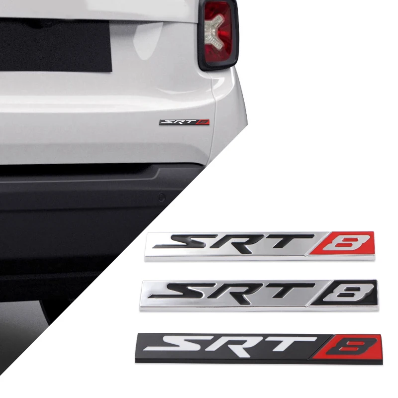 

1pcs Car-Styling SRT8 Logo Emblem Badge 3D Metal Personality Auto Sticker For Challenger Charger Jeep Car Accessories