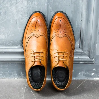 

Brand Formal Dress Men's Shoes British Bullock Men's Leather Casual Shoes Oxfords Men Brogue Shoes Zapatos De Hombres Zapatos 2A