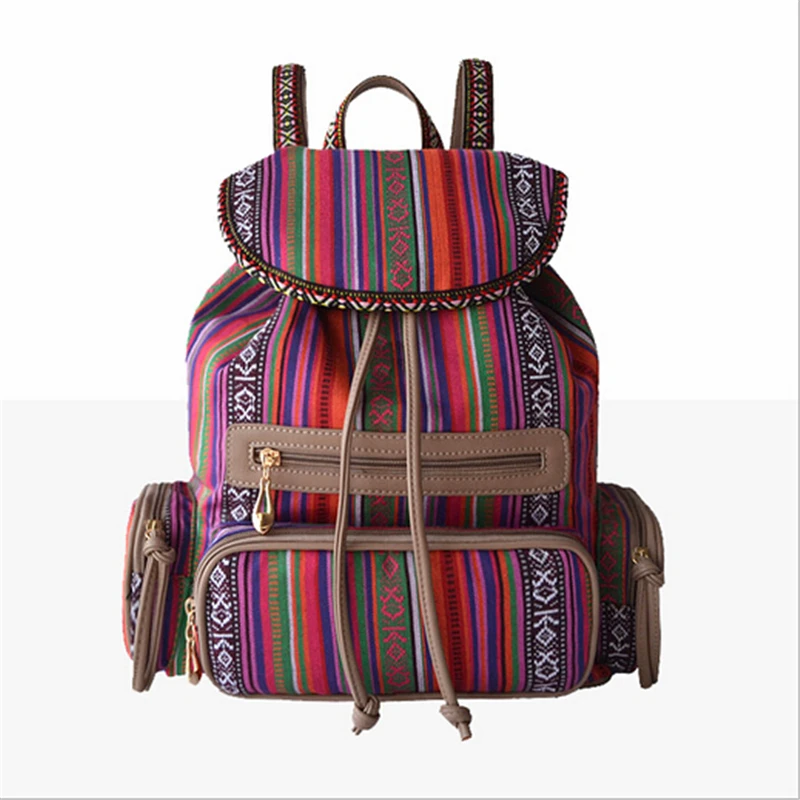 

High Quality 2017 New Designer Brand Women Canvas Backpacks Girls Large Travel Bags Bolsas Mochila Feminina School bag National