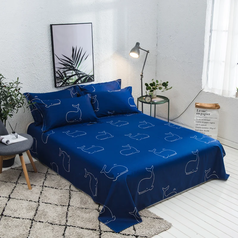 Us 30 6 Cartoon Cotton Blue Bed Sheet King Queen Full Twin Size High Quality Flat Sheets Set Linen Bedding Bedsheet Pillowcase In From