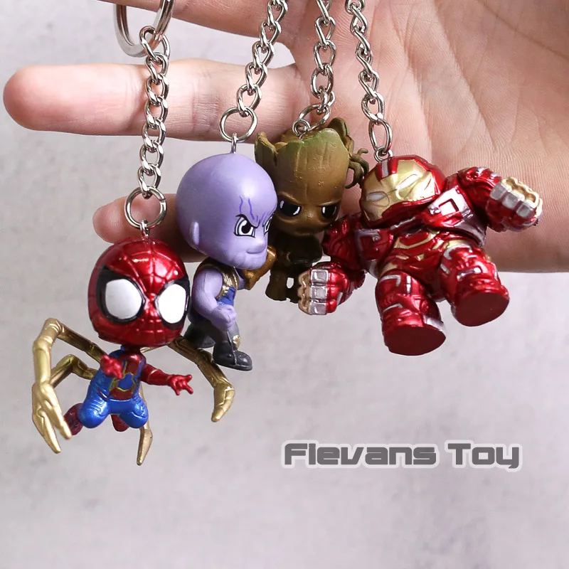 

Marvel Avengers Infinity War Keychains Iron Man Iron Spider Hulkbuster Thanos Doctor Strange Captain America Figures Toys Dolls