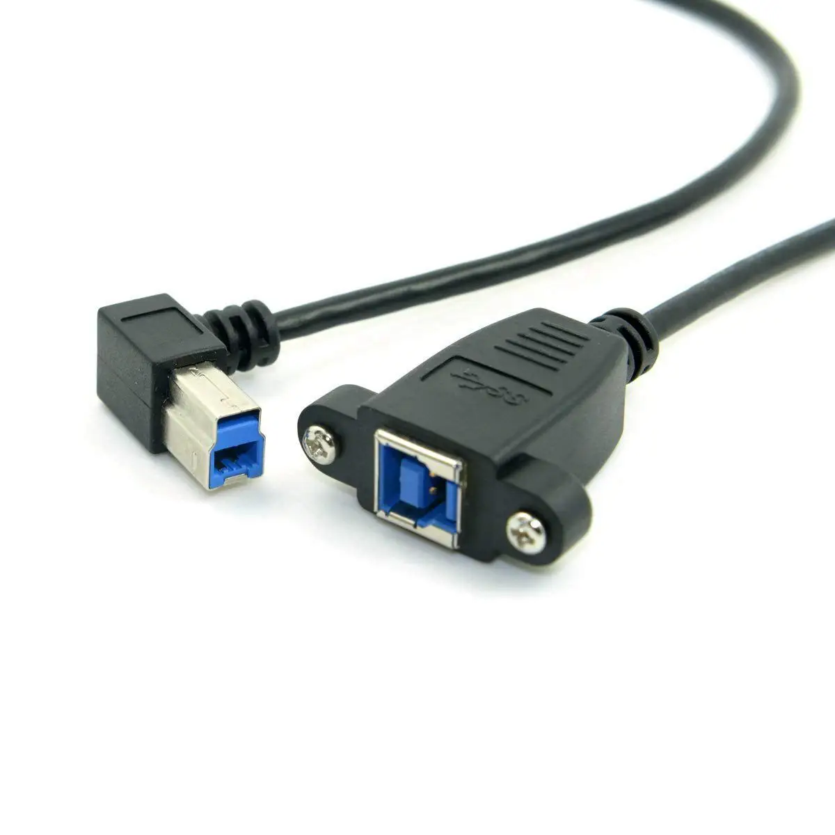 

hot-40cm USB 3.0 Back Panel Mount B Type Female to Right Angled 90 Degree B Type Male Extension Cable
