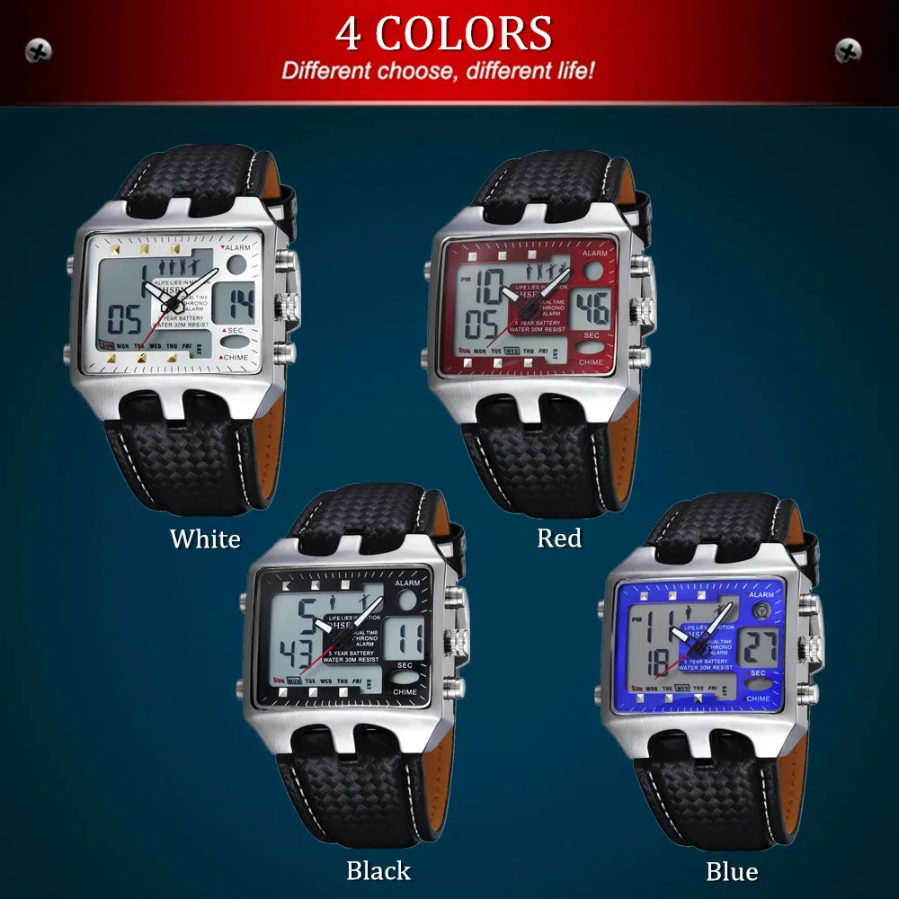 OHSEN цифровой бренд кварцевые мужские модные белые наручные часы из натуральной кожи ремешок 10 м водонепроницаемые спортивные часы ручной часы мужской подарок