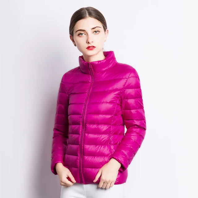 Beste 2019 Fashion Vrouwen witte eendendons Jassen Korte solid slim als een geschenk