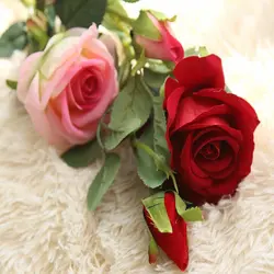 20 шт 3 головы Новый Красочный Искусственный шелк Розы Цветы Поддельные розы для невесты Свадебный букет Декор Скрапбукинг DIY поставки