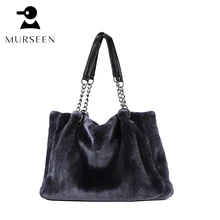 

Winter NEW Luxry Women Black Handbags Fur Shoulder Bag ladies Plush top-handle bags Envelope Wool Bolsos Mujer Hairy bag mochila