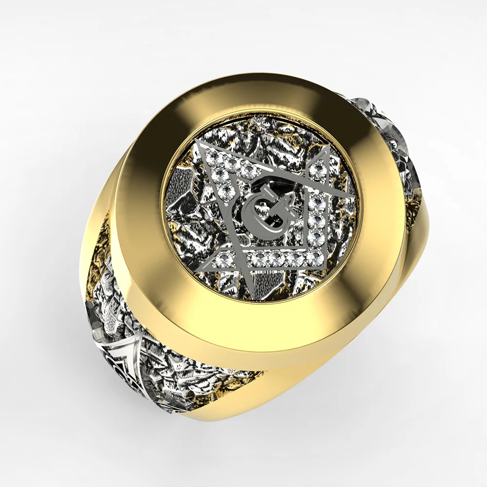 Stainless Steel Masonic Ring for Men Freemason Symbol G Templar Freemasonry Men