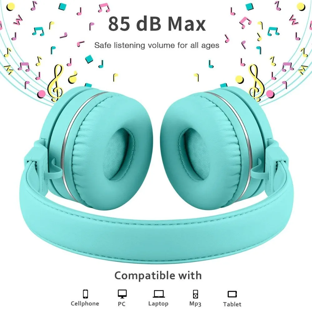 Kids Headphones Wired Toddler Headset Mic 85dB Volume Limiting Stereo Foldable Children TV Tablets Laptops Babies Boys Girls