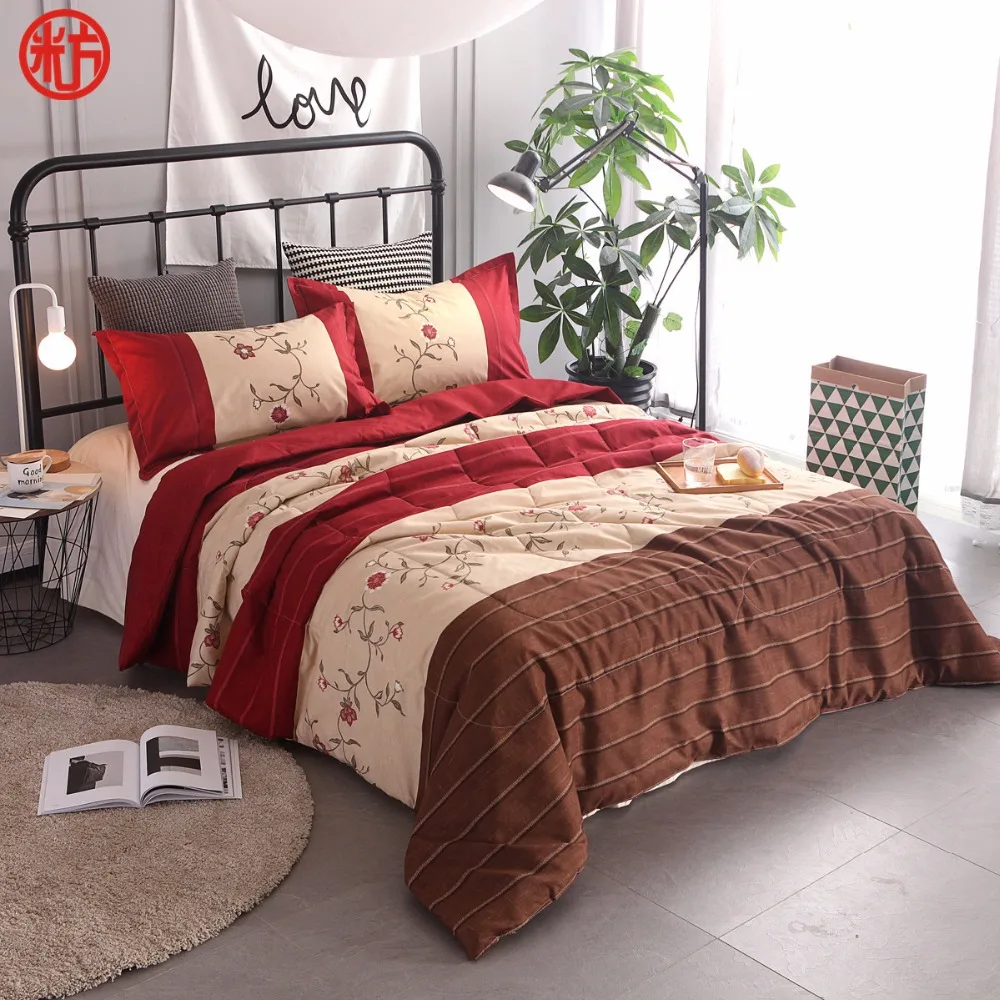 Quilts set 228*228cm+2pillowcase European king size patchwork quilt 3pcs Autumn Big stripe bedding set flower pastoral bed linen