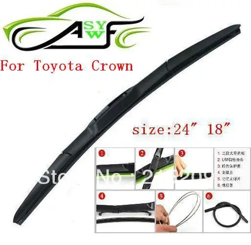 

Free shipping car wiper blade For Toyota crown Soft Rubber WindShield Wiper Blade 2pcs/PAIR,deflector window