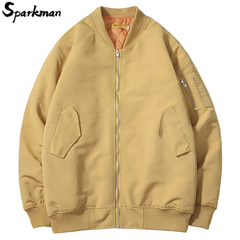 

Harajuku Pilot Jacket Hip Hop Men Retro Plain Jacket Streetwear 2018 Autumn Winter Flight Jacket Coat Zip HipHop Urban Clothing
