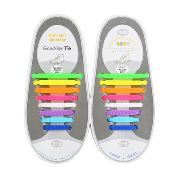 

12/16pcs/lot Shoes Accessories Elastic Silicone Shoelaces Elastic Shoelace Creative Lazy Silicone Laces No Tie Rubber Lace