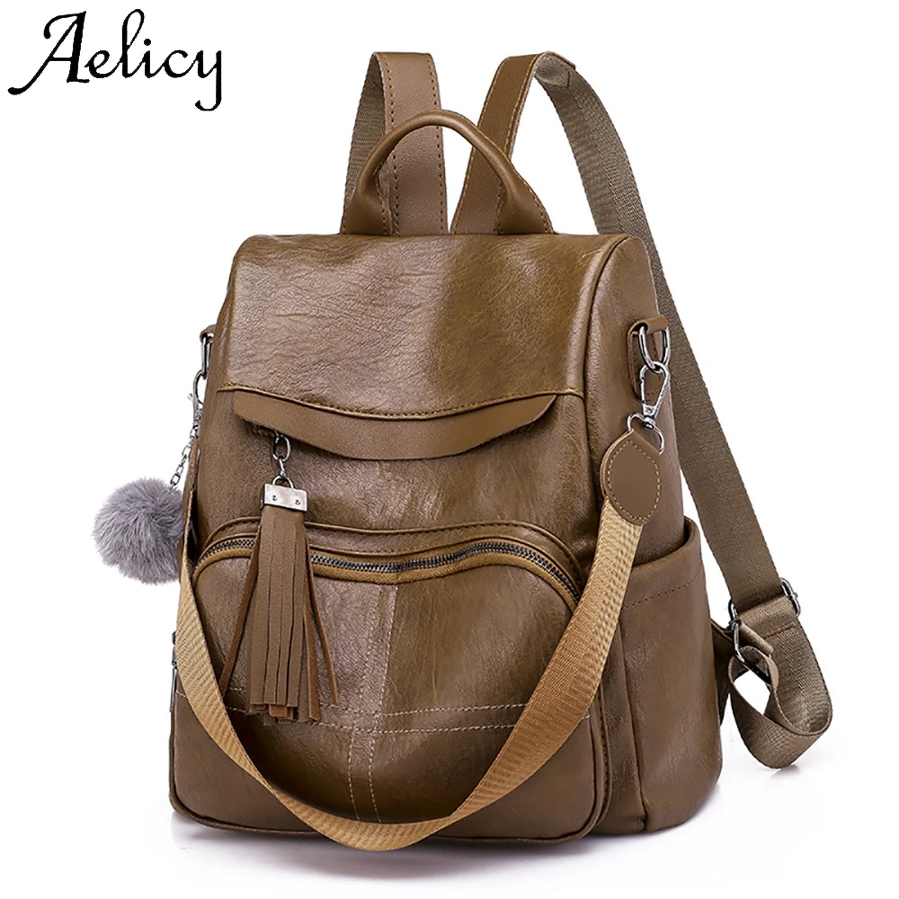 Aelicy النساء على ظهره جلد ناعم مكافحة سرقة كبيرة قدرة الترفيه السفر حقيبة عالية الجودة سيدة المرأة على ظهره جيب للهاتف