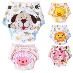 Детские многоразовые подгузники унисекс, Детские тренировочные штаны с принтом животных, трусики для новорожденных, детские подгузники