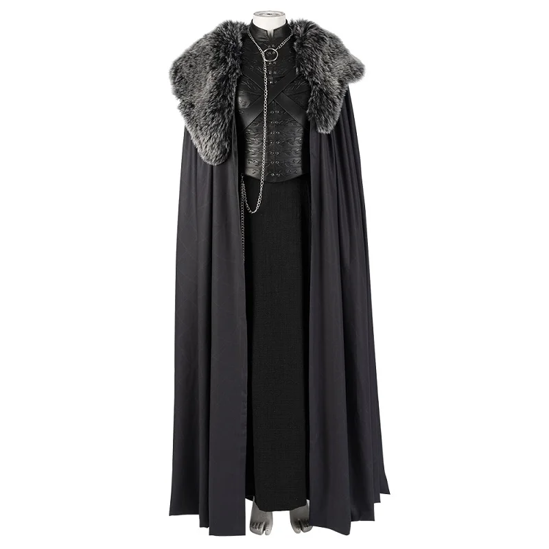 Костюм Сансы Старк наряд для косплея на Хэллоуин Игра престолов Сезон 8 костюмы Winterfell Sansa Stark платье плащ на заказ - Цвет: Whole set