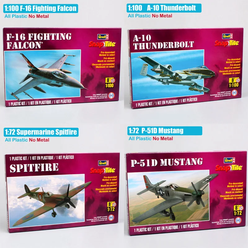 1:100 весы Revell оснастки знаменитостей F16 Fighting Falcon P-51 Mustang Spitfire A-10 Thunderbolt военный самолет воздушное судно истребитель модельная игрушка