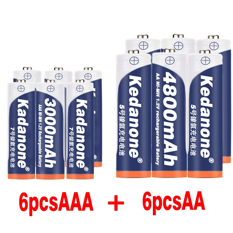 4~ 40 шт AAA 3000mAh+ AA 4800mAh 1,2 v Ni-MH аккумуляторная батарея Фонарь для игрушек микрофон камеры и т. Д