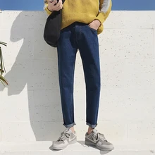 2018 New Men Fashion Casual Loose Classic Blue Small Straight Leg Cowboy Pants Baggy Homme Jeans Tapered Denim Trousers S-XL small bunny s blue blanket new ed