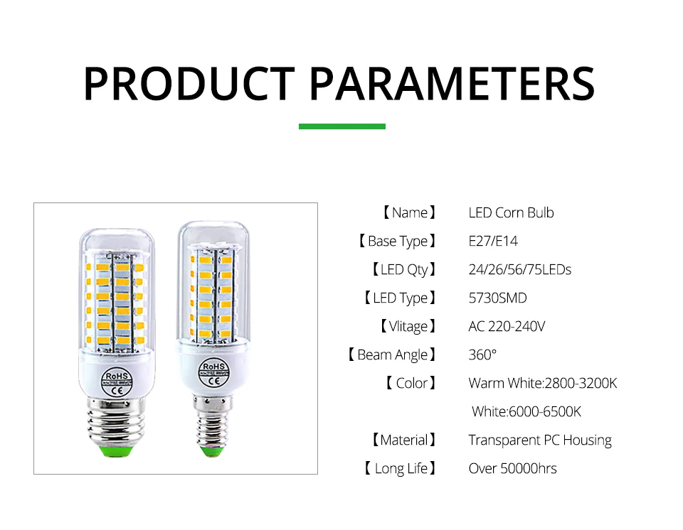E27 светодиодный светильник E14 светодиодный SMD 5730 220 V лампочки «Кукуруза» 24 36 56 72 светодиодный s Lamparas светодиодный Люстра для украшения дома ампулы светодиодный свет