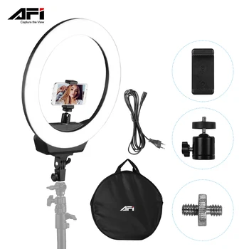 

AFI 16 Inch LED Ring Light Studio Photography for Phone and Camera 38W Stepless Dimmable 3200K-6500K Lighting kit
