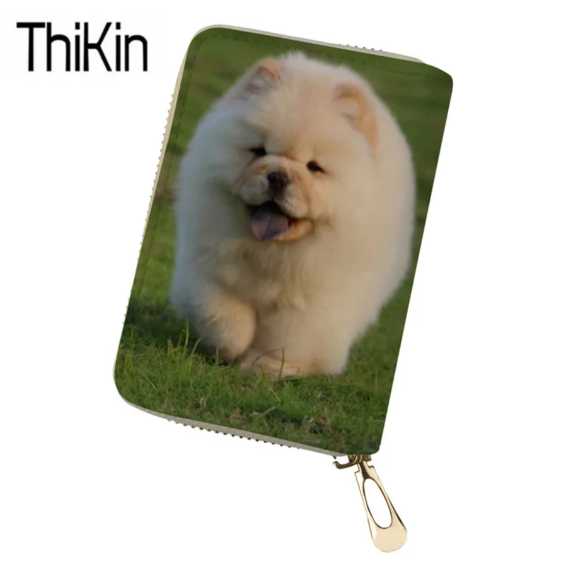 

THIKIN Card Holders Women 3D Chow Dog Printing Credit Passport Card Bags Ladies PU Leather Wallet for Credit Card Covers Bolsa