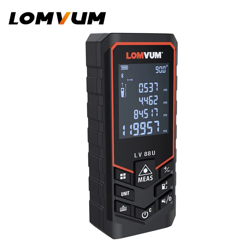 US $42.62 Lomvum Bluetooth Laser Distance Meter Usb Rechargeable Digital Laser Rangefinder Handheld 120m 100m 80m 50m Electric Leveling