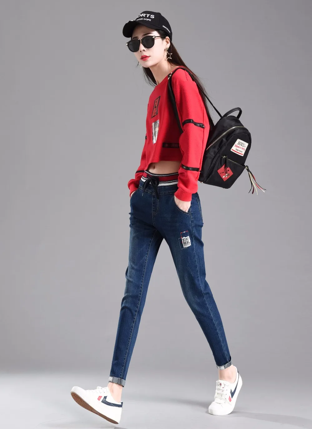 Новые женские эластичные джинсы с высокой талией, Женские джинсовые штаны больших размеров, модные корейские женские джинсы с эффектом пуш-ап