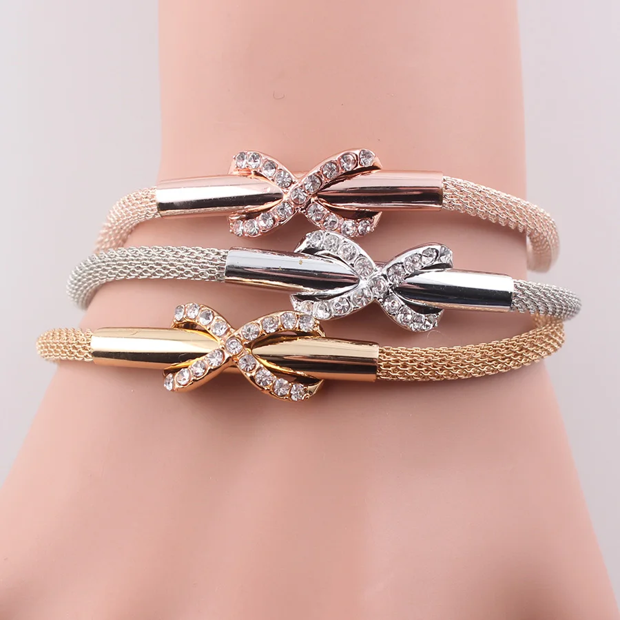 Magnetic Clasp Infinity Bracelets for Women Gold Color Snake Chain Bracelet Female Crystal Jewelry