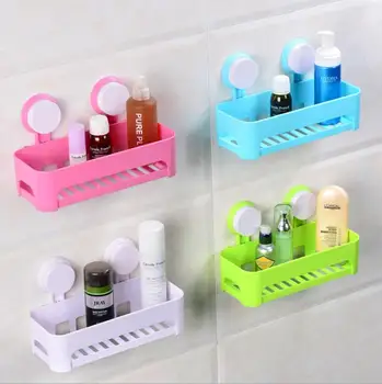 

Bathroom suction cup rack Rectangular placement frame Wall-mounted toilet shelf Home utility department store