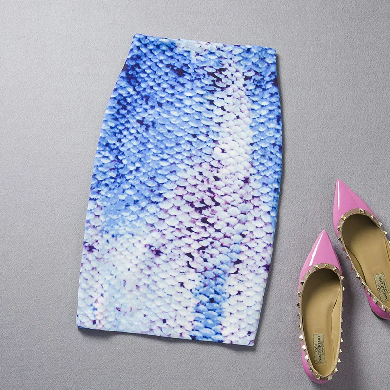 Venta caliente de la novedad estampado geométrico mujeres casual faldas lápiz faldas diseño de moda vogue chica occidental delgado bottoms bajo precio