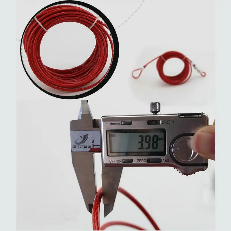 HQ RW01 RED PVC Plastic Coated Galvanized Steel Wire Rope Flexible Cable for Clothesline Fence Trellis 2-8MM Diameter 4