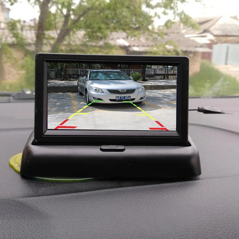 2CH видео 4 3 &quotскладное TFT lcd цветное зеркало заднего вида Автомобильный монитор +