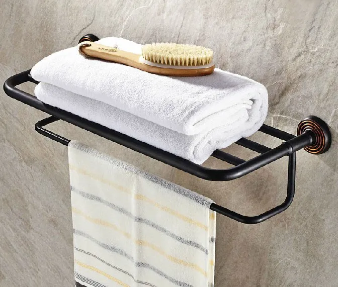 Wall Mounted Black Oil Rubbed Antique Brass Bathroom Large Towel Rail Towel Bar Holder Shelf Bathroom Accessory mba066