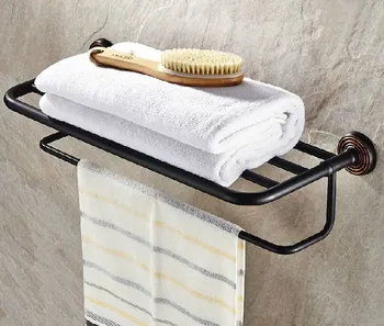 

Wall Mounted Black Oil Rubbed Antique Brass Bathroom Large Towel Rail Towel Bar Holder Shelf Bathroom Accessory mba066