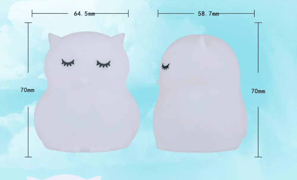 SuperNight Mini Owl LED Night Light 9 Colors Cute Cartoon Silicone Bird Lamp Bedroom Bedside Lamp for Children Kids Baby Gift (5)