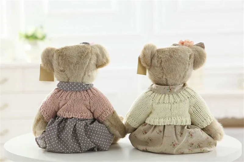 Luxury Classic Teddy Bear Plush Toys High Quality Lovely Couple Bear Peluche Dolls Valentine`s Day Gift 35cm 1 Pair  (23)