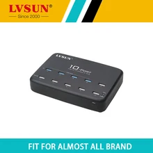 LVSUN High Speed 60W 10 Port Desktop USB Wall Charger Power Adapter USB 2.0 HUB for Tablet iPhone 6 iPad 4 Samsung S5 LS-10UA