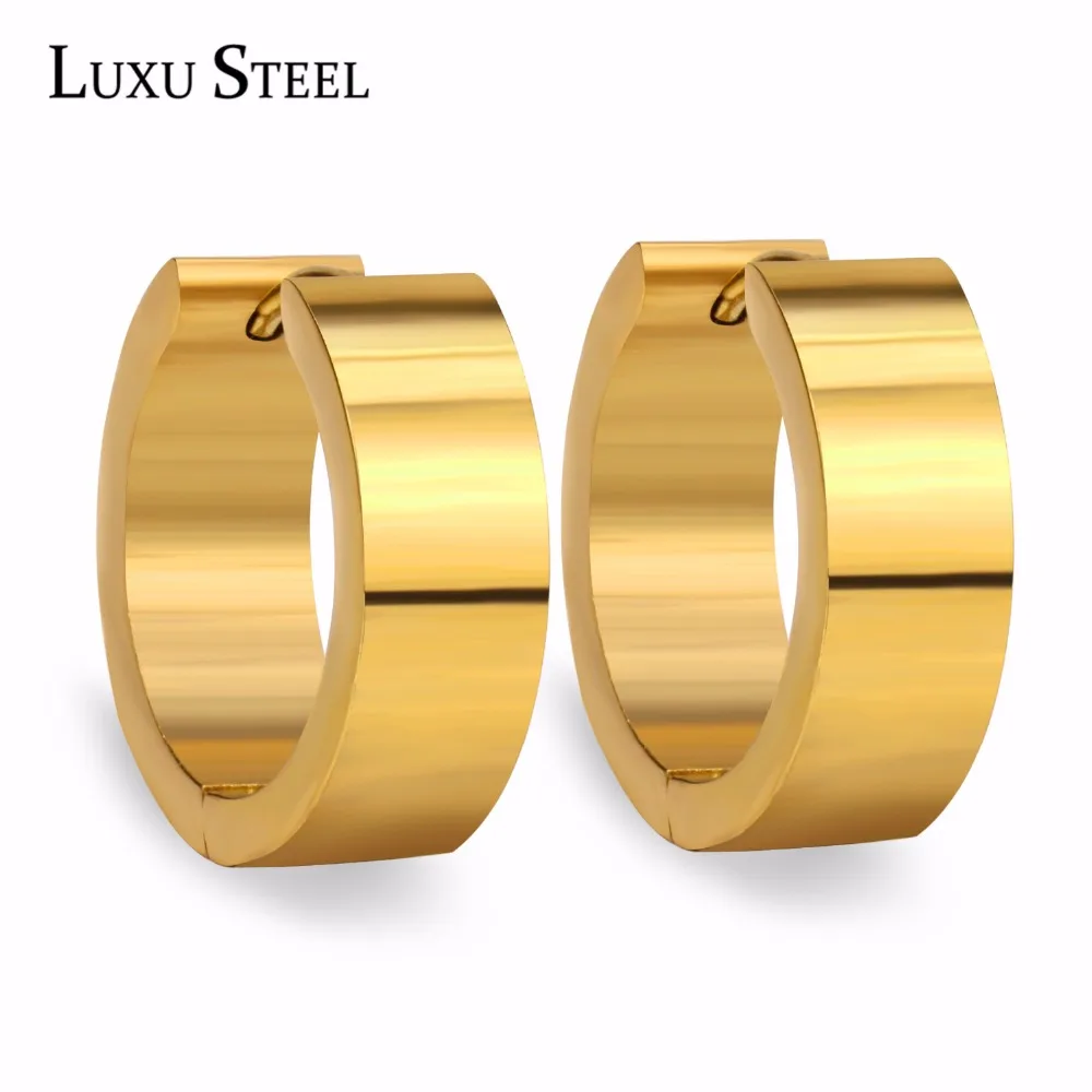 

LUXUSTEEL Female Earring Gold/Silver Color Circle Hoop Earring Stainless Steel Fashion Jewelry For Women