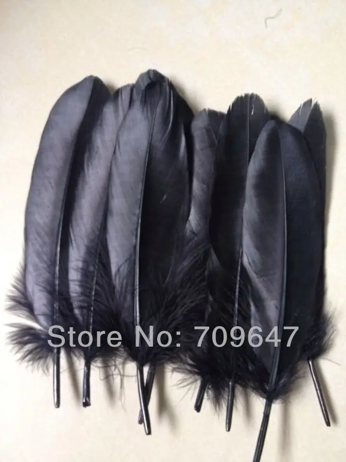 

Black Feather!200PCS/LOT 6-8inches/15-20CM Beautiful BLACK Goose Satinettes Loose Feathers for for masks,mailings,craft projects