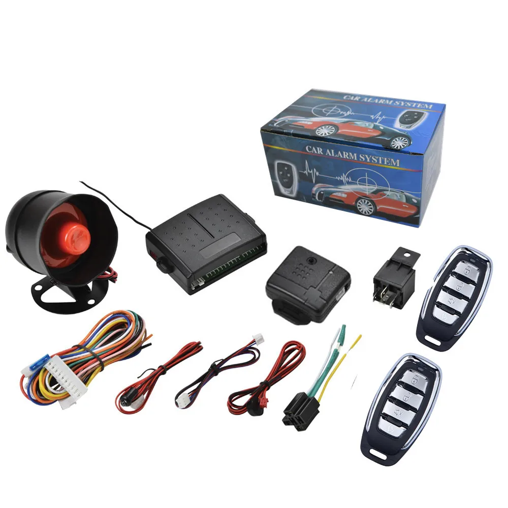 Auto alarmový systém Vzdálená automatická bezpečnostní ochrana vozidel Systém dálkového spuštění Bezirénová vstupní siréna s 2 dálkovými ovladači PKE Start Stop