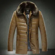 Зима плюс бархат утолщаются тепловой съемный меховой воротник кожаная куртка Мужская jaqueta de couro masculino motoqueiro мужские пальто