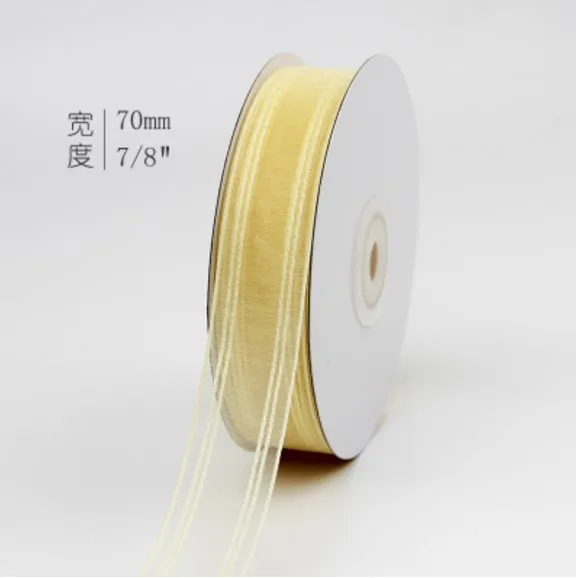 100yards Striped Lines Nylon Organza Ribbon For Wedding Party High Quality Craft Lace Sheer