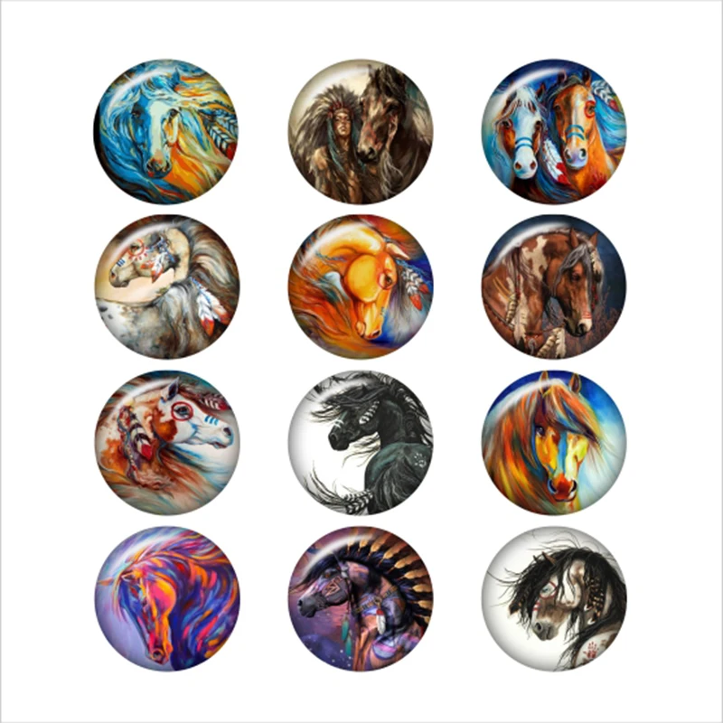 horse-glass-snap-button-for-snaps-jewelry-Round-photo-cabochons-DA1071