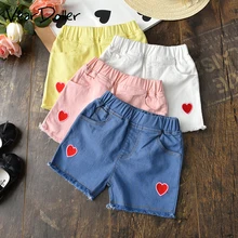 VearDoller/шорты для девочек новое поступление Летней детской одежды детские брюки с вышивкой в виде сердца Новинка года, модные шорты для маленьких девочек