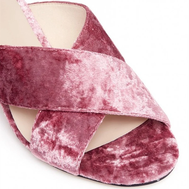 old_pink_velvet_mule_heels_open_toe_block_heels_sandals_2_