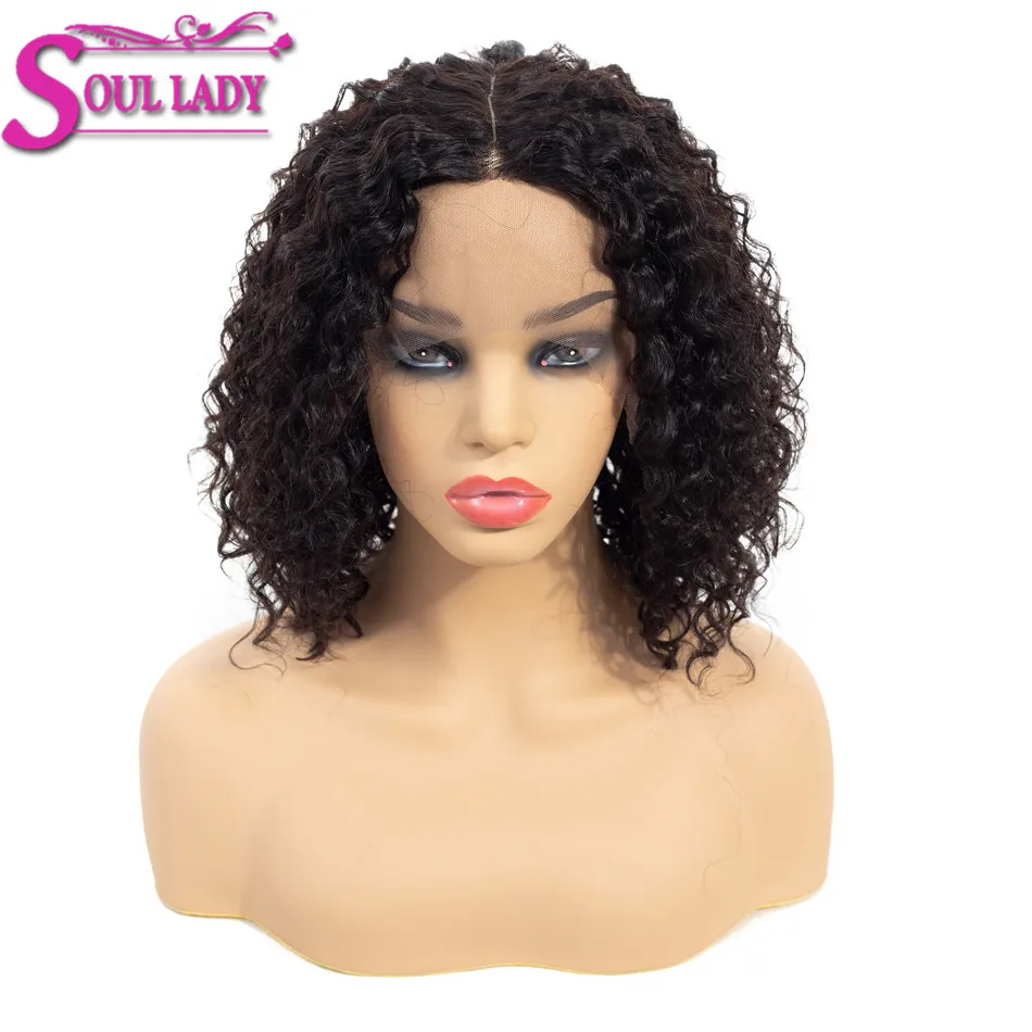 

SoulLady Short Human Hair Curly Lace Front Wigs Malaysian Curly Remy Hair Lace Front Bob Wig For Black Women Short Curly Bob Wig